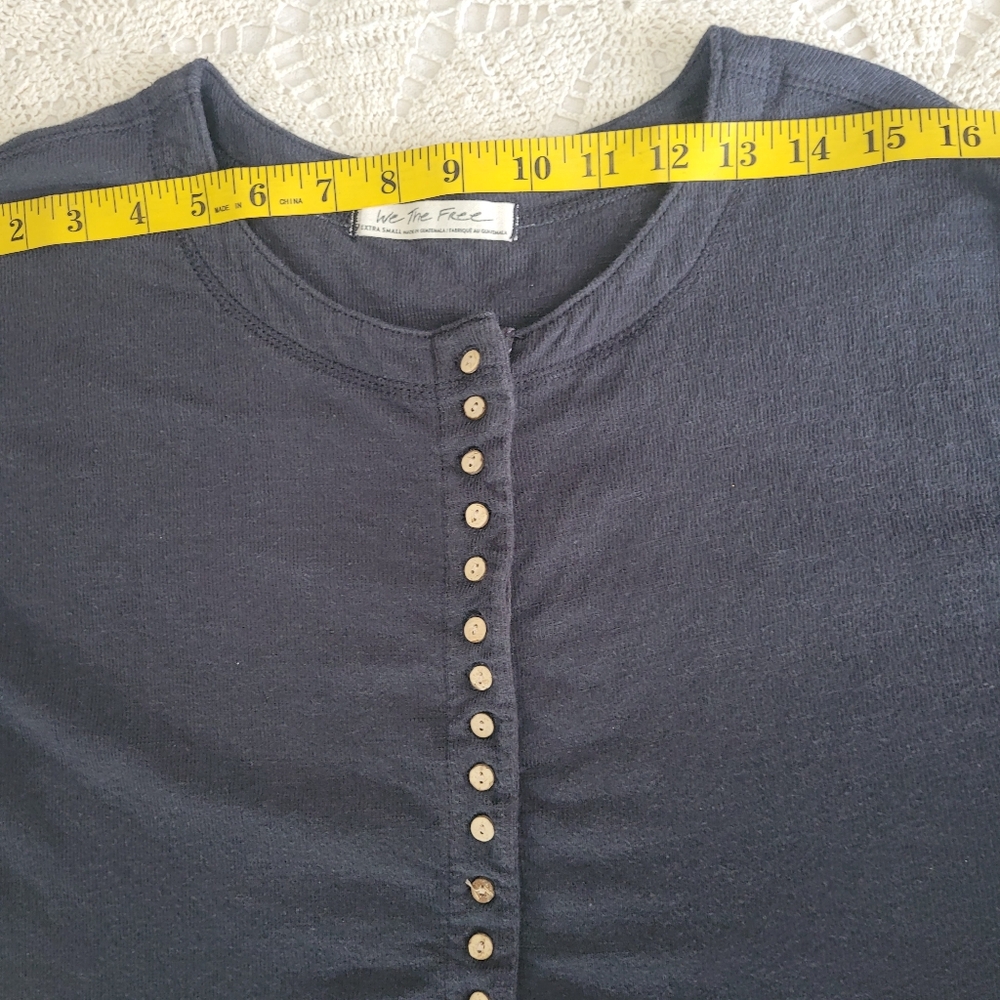 3/$25 Free People Back At It Henley  Long Sleeve Black Top XS WE THE FREE - Picture 8 of 10